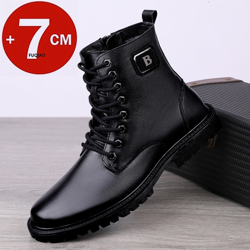 Men'S Shoes Increase Height - Botas con elevador de cuero genuino