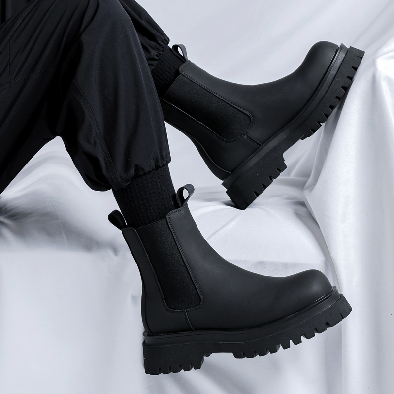 Men Shoes Brand - Botas de plataforma negras de caña